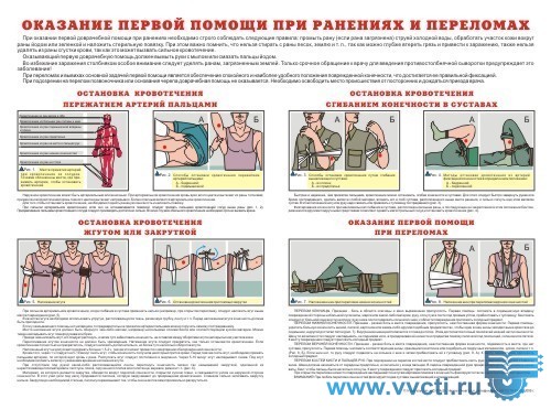 Плакат - Оказание первой помощи при ранениях и переломах, 1 л., бумага, А2