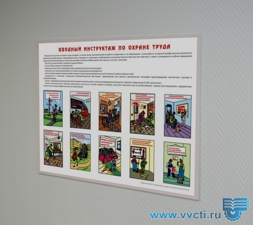 Плакат - Вводный инструктаж по охране труда,  в жесткой рамке, 1 л., А2